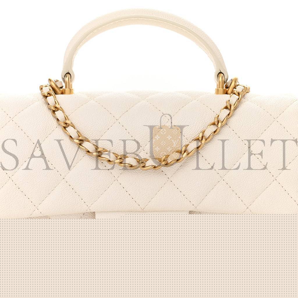 Ch*el master caviar quilted mini top handle rectangular flap white as2431 (20*13*9cm)